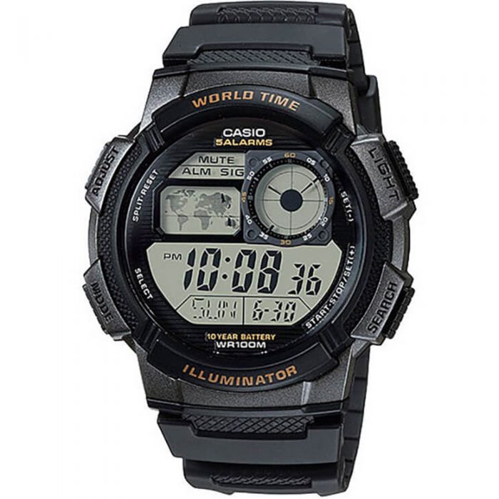 Casio AE1000W-1A Smart World Time Watch with 10-Year Battery
