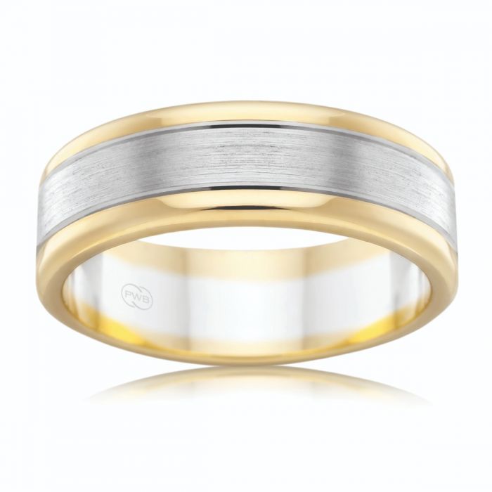 8mm 9ct Two - Tone Gold Ring Available in All Sizes