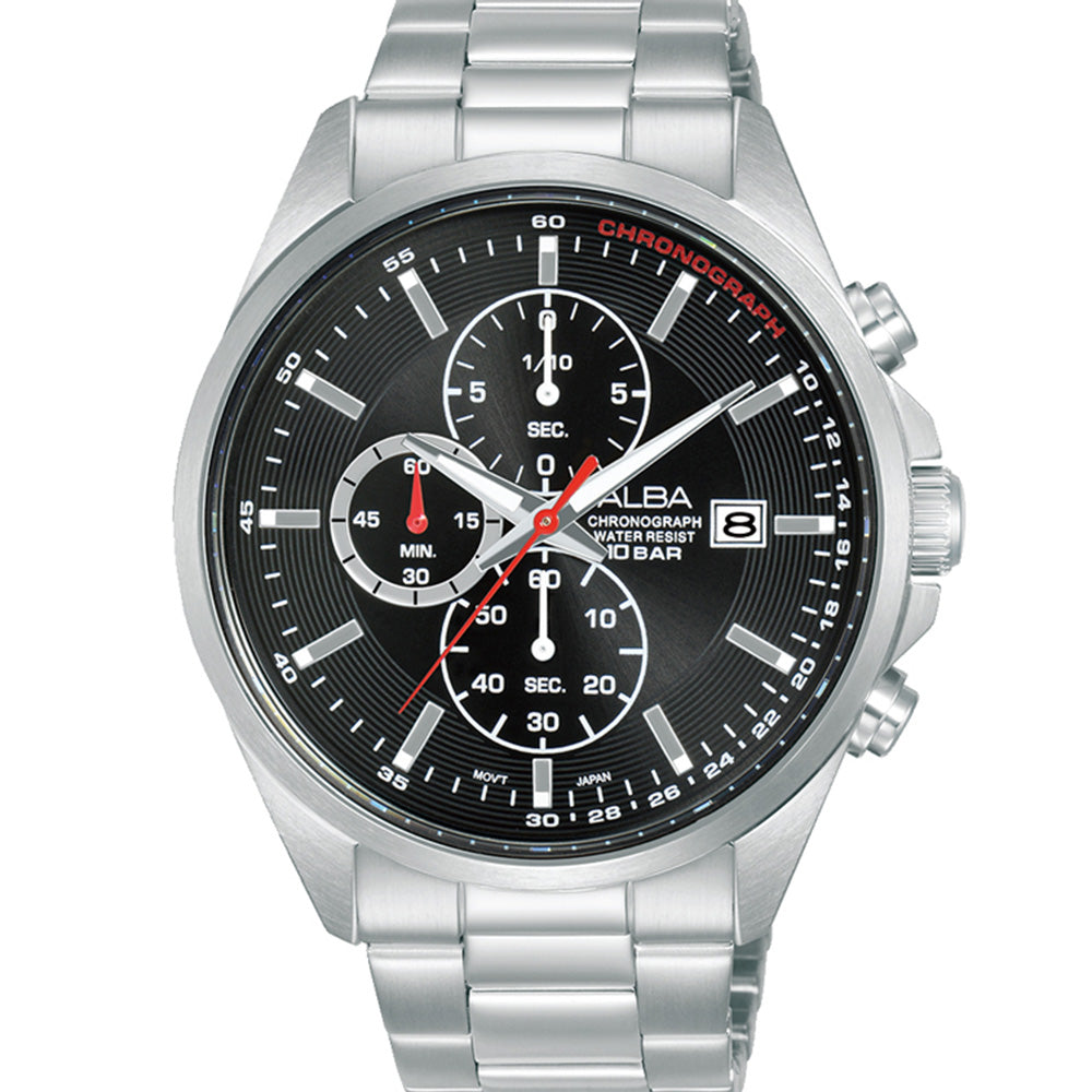 Alba Active AM3943X Sports Chronograph Watch with Striking Black Dial