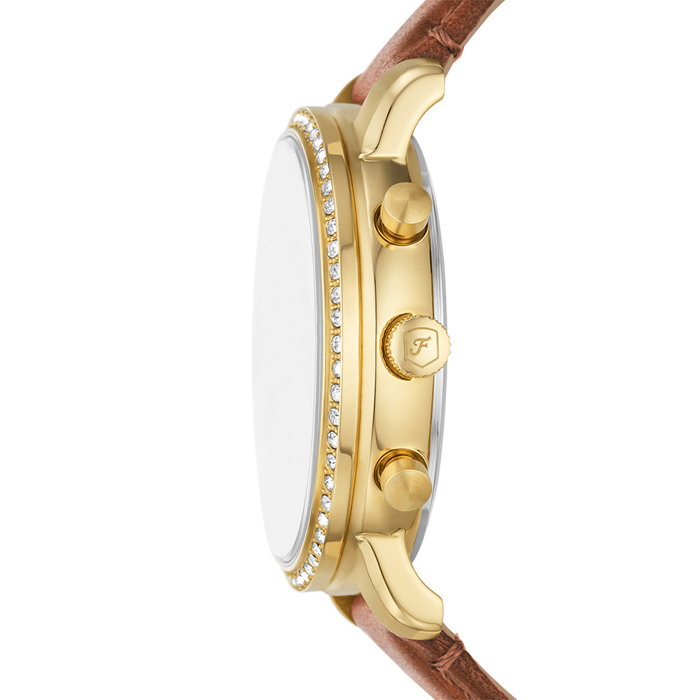 Fossil Neutra ES5278 Luxury Gold Chronograph Watch with Leather Strap