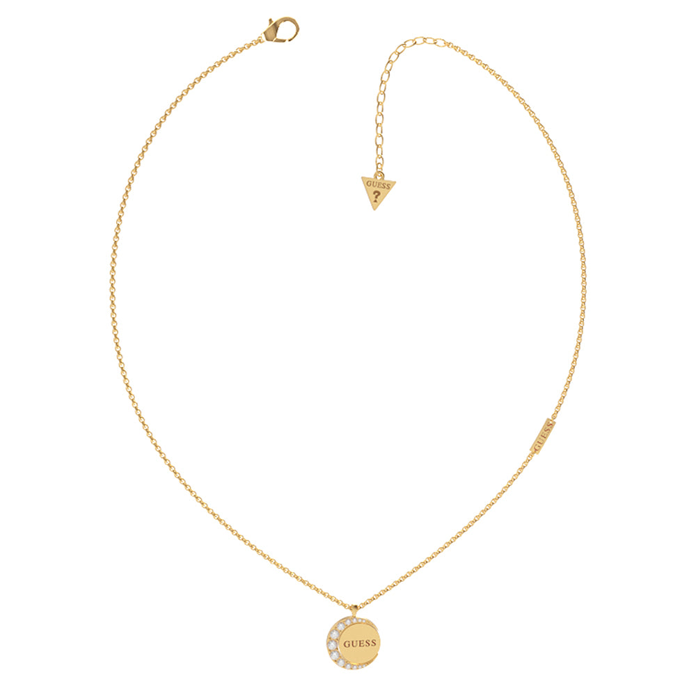 Guess 16 - 18 Inch Gold - Plated Stainless Steel Single & Twisting Coin Chain Necklace