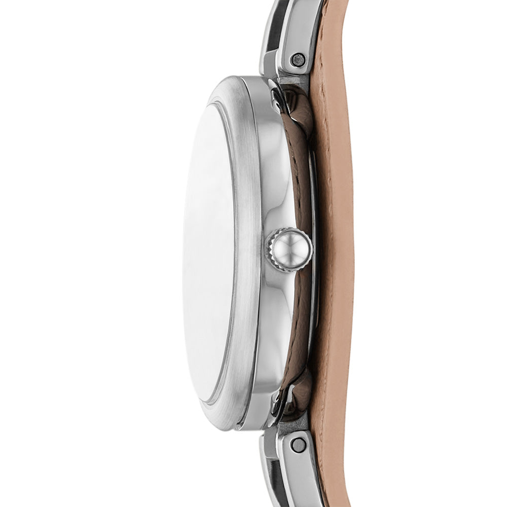 Fossil Carlie ES5213 Watch with 28mm Stainless Steel Case and LiteHide Leather Strap