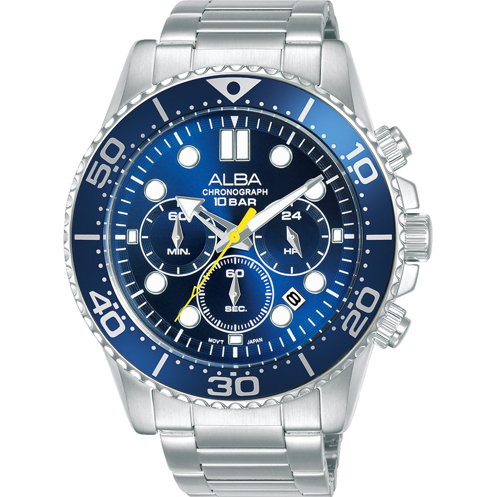 Alba Active AT3J43X Blue Sunray Dial Chronograph Watch for Active Life
