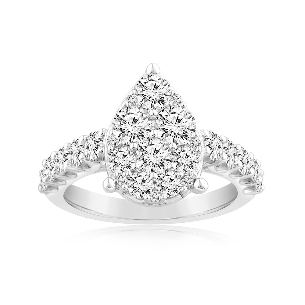 Exquisite 2 Carat Pear Shaped Diamond Engagement Ring Crafted in 14ct White Gold