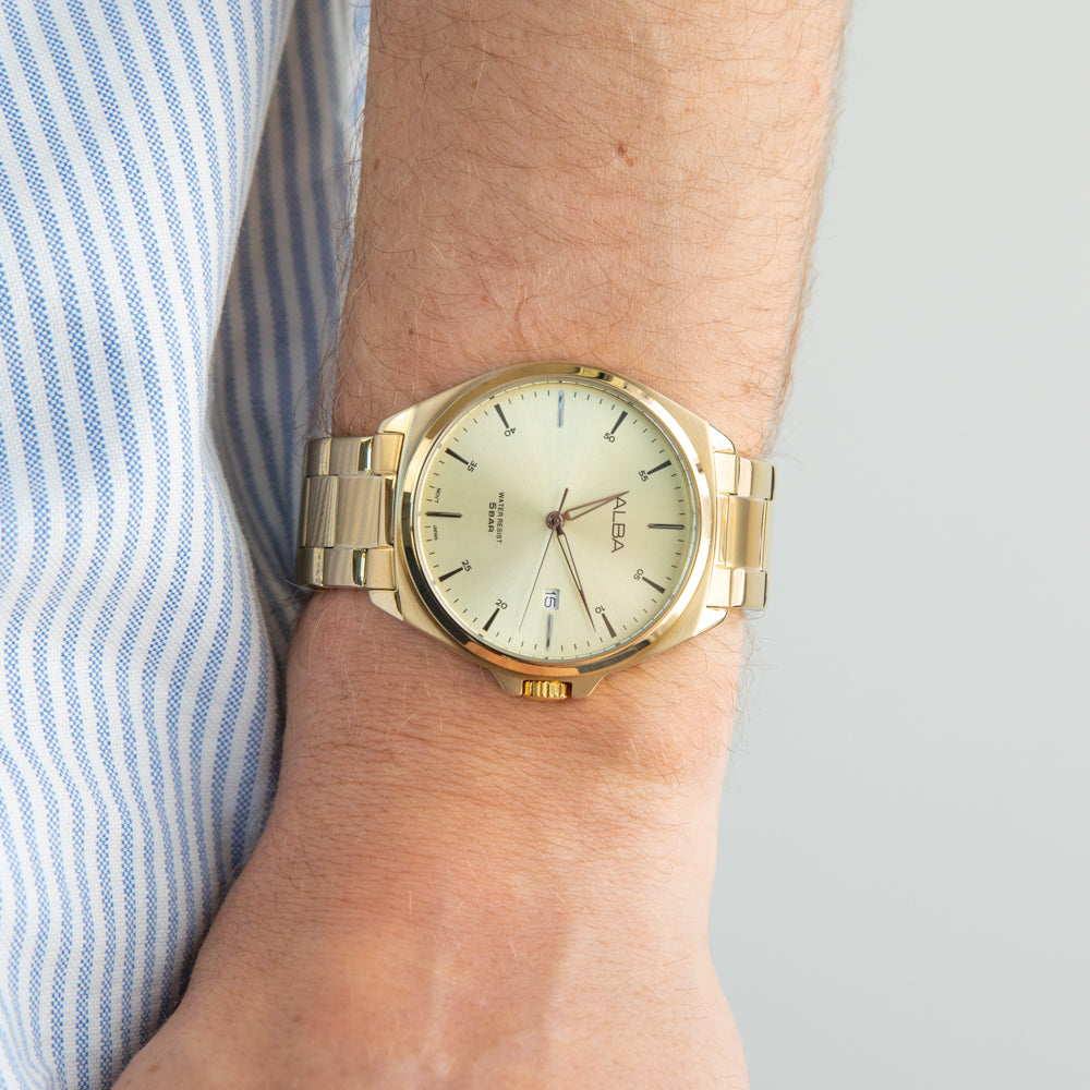 Alba AS9M60X1: Classy Men's Gold-Plated Stainless Steel Watch