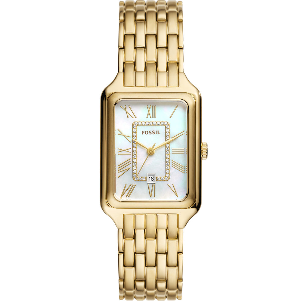 Fossil Luxury Gold Rectangular Case Raquel ES5304 Women's Watch