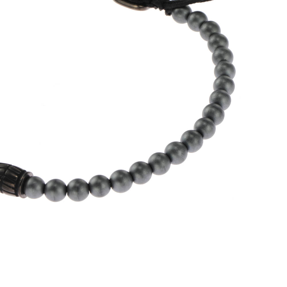 Fossil Branded Stainless Steel Fashion Jewelry Hematite Beaded Bracelet with 25cm Length