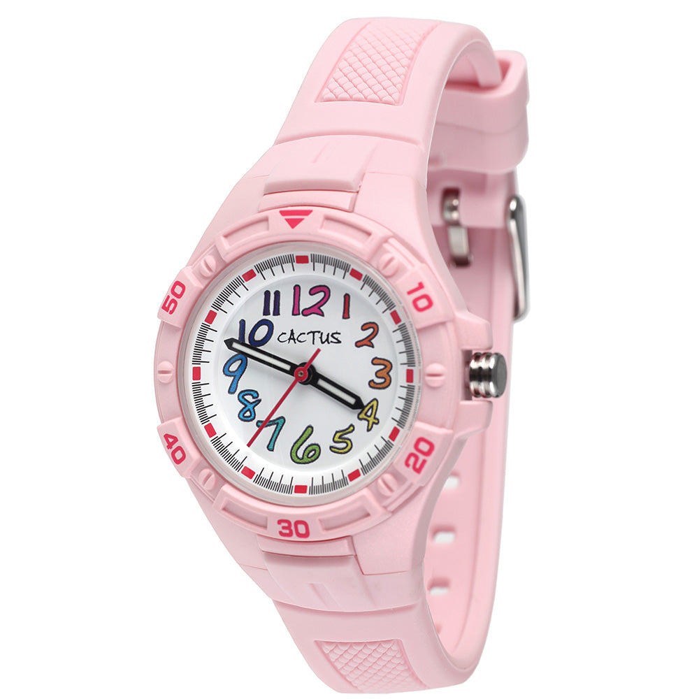 Stylish Pink Cactus Rainbow Watch CAC145M05 with Colorful Numbers