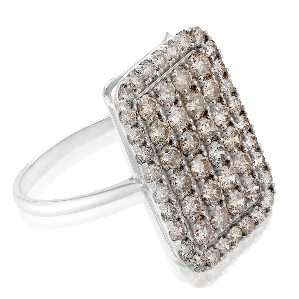 2-Carat Diamond Cluster Ring in 18ct White Gold with Rectangle Shape