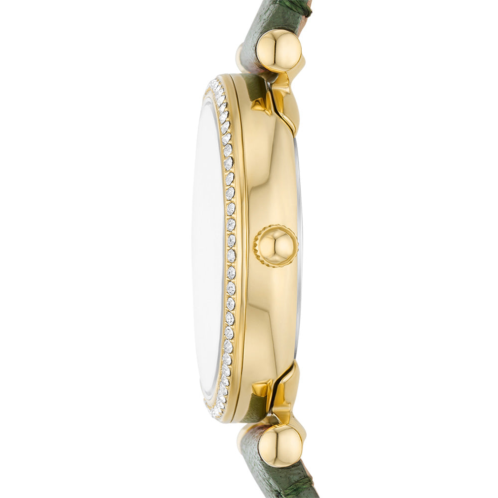 Fossil Ladies' Carlie Green Leather Watch - ES5298, 28mm