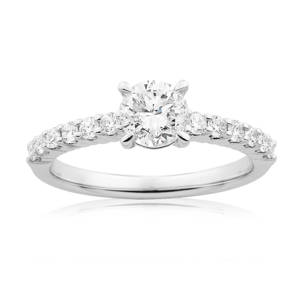 Exquisite 18ct White Gold Ring Adorned with 1 Carat of Brilliant - Cut Diamonds