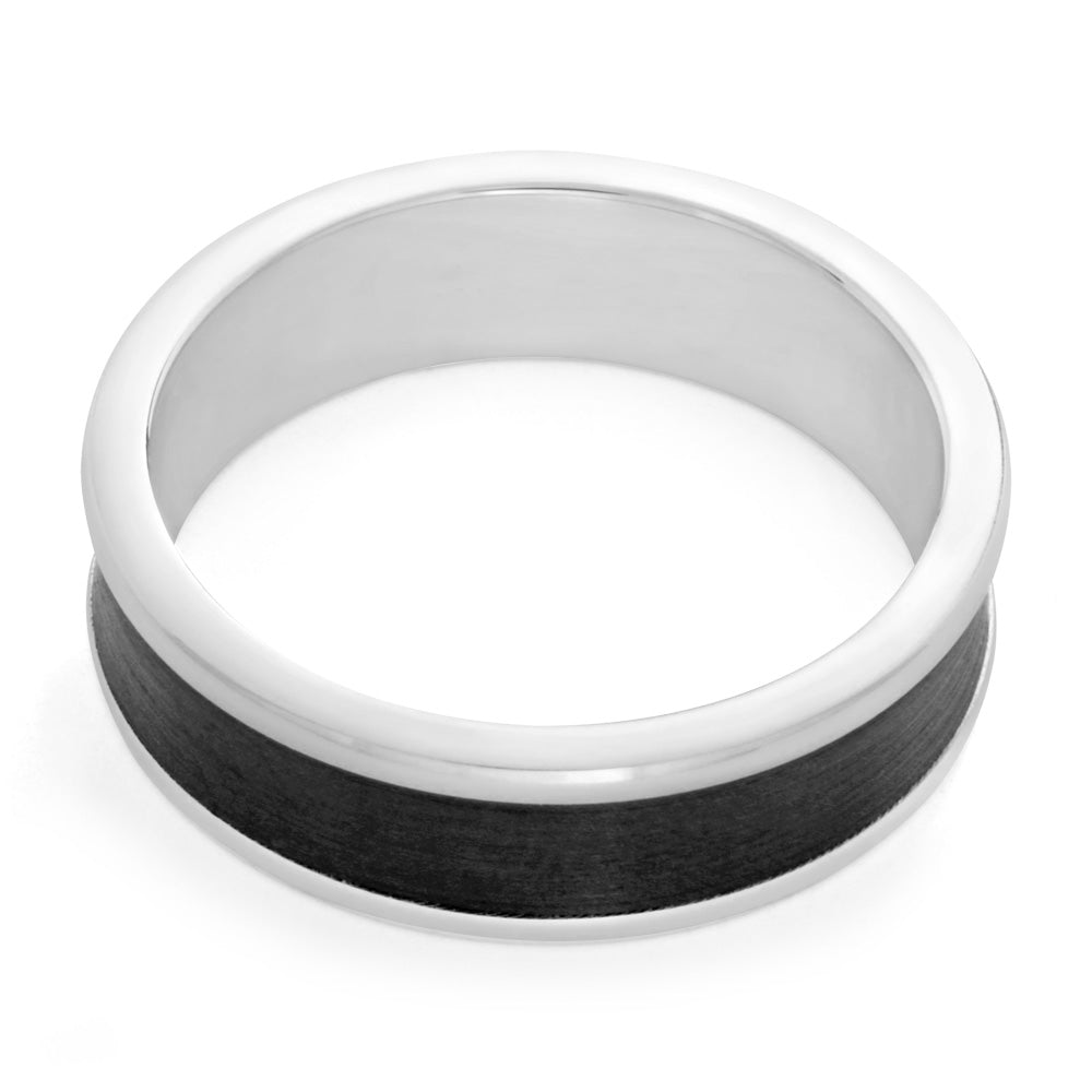 Stylish 9ct White Gold & Zirconium Flawless - Cut Ring for Men
