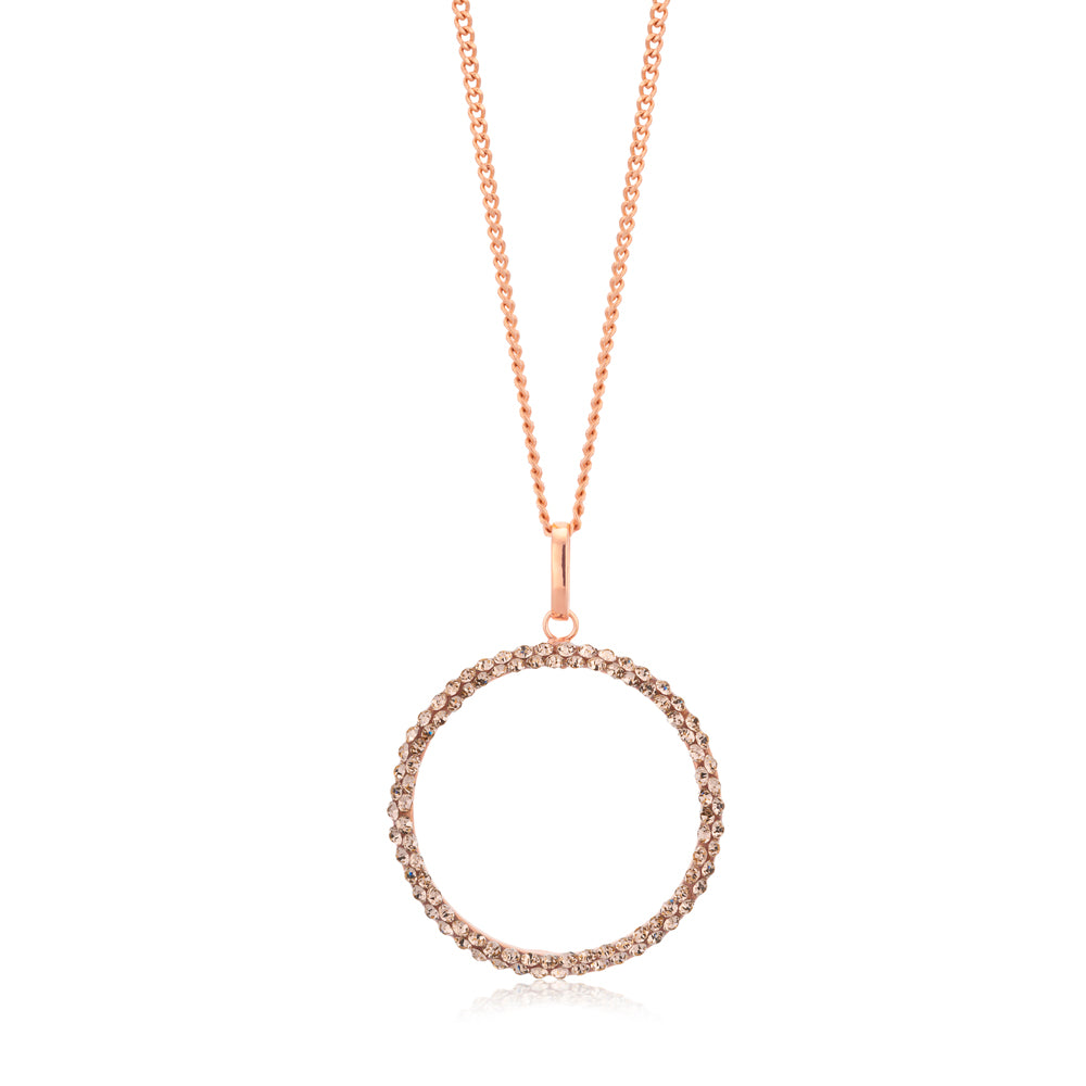 20mm Round 9ct Rose Gold Filled Shining Crystal Pendant