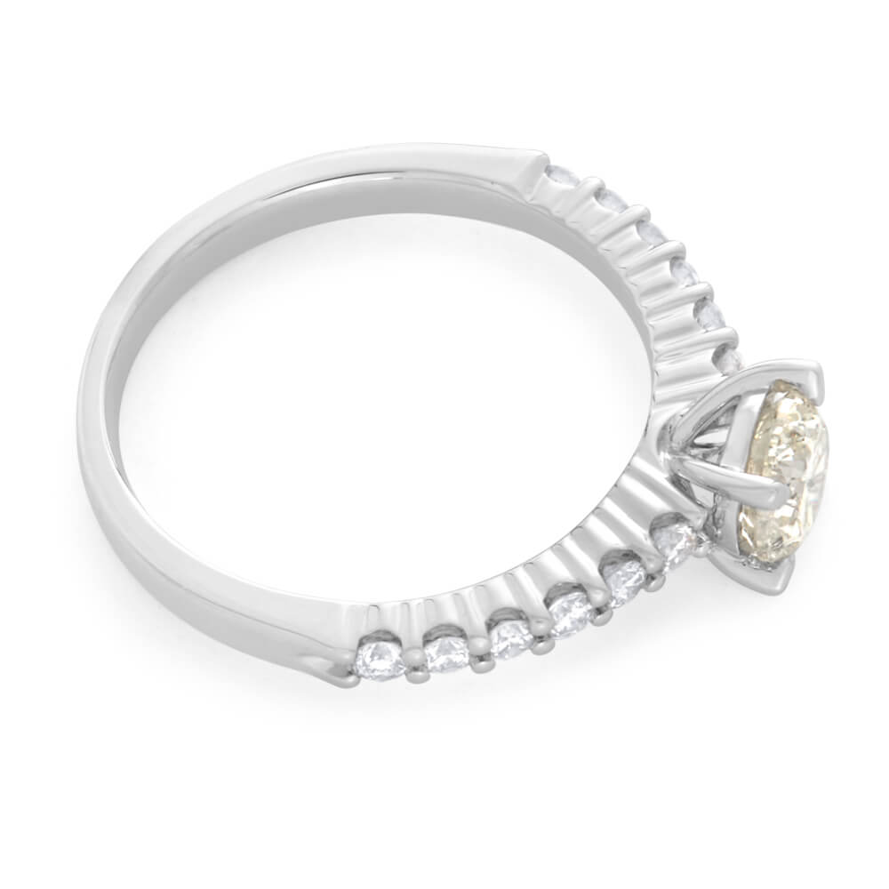 Exquisite 18ct White Gold Ring Adorned with 1 Carat of Brilliant - Cut Diamonds