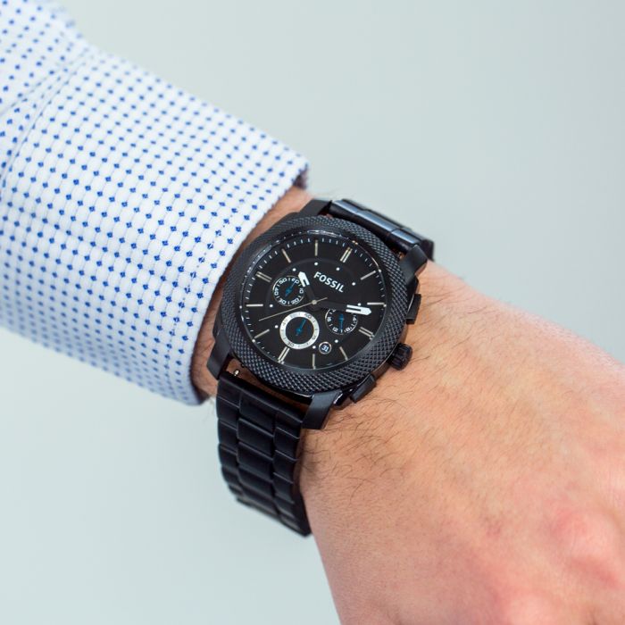 Fossil Machine FS4552 Black Stainless Steel Chronograph Watch for Men