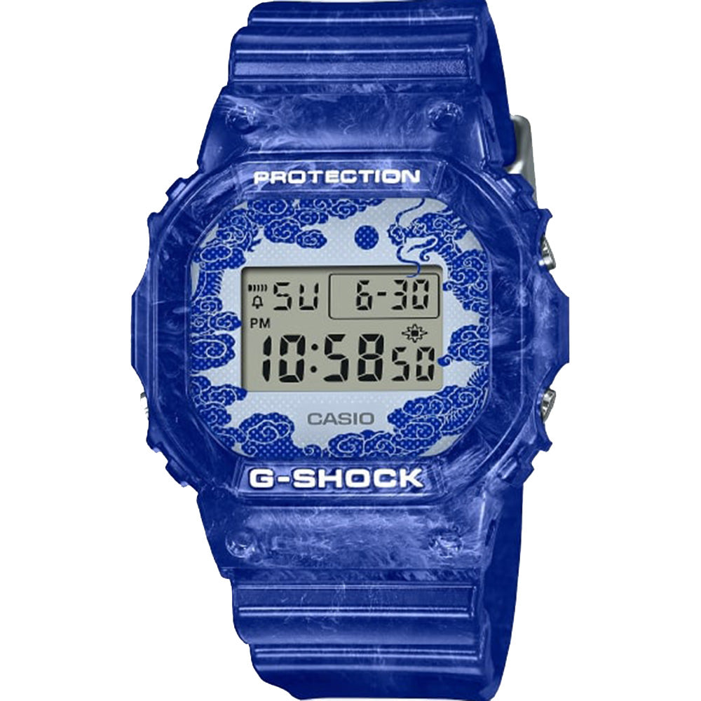 G-Shock DW5600BWP-2 Stylish Blue and White Porcelain Design Watch
