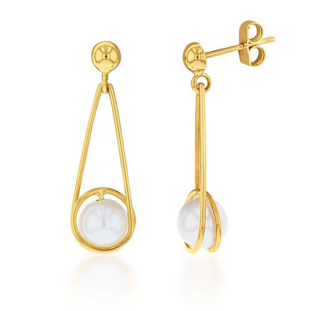 Exquisite 9ct Gold Freshwater Pearl Drop Earrings for Formal Occasions