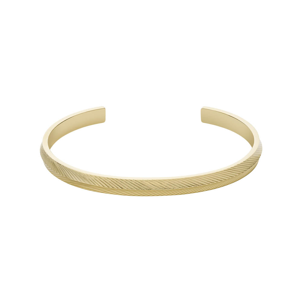 Fossil Harlow Style Open Bangle Crafted from Stainless Steel with Yellow Gold Plating