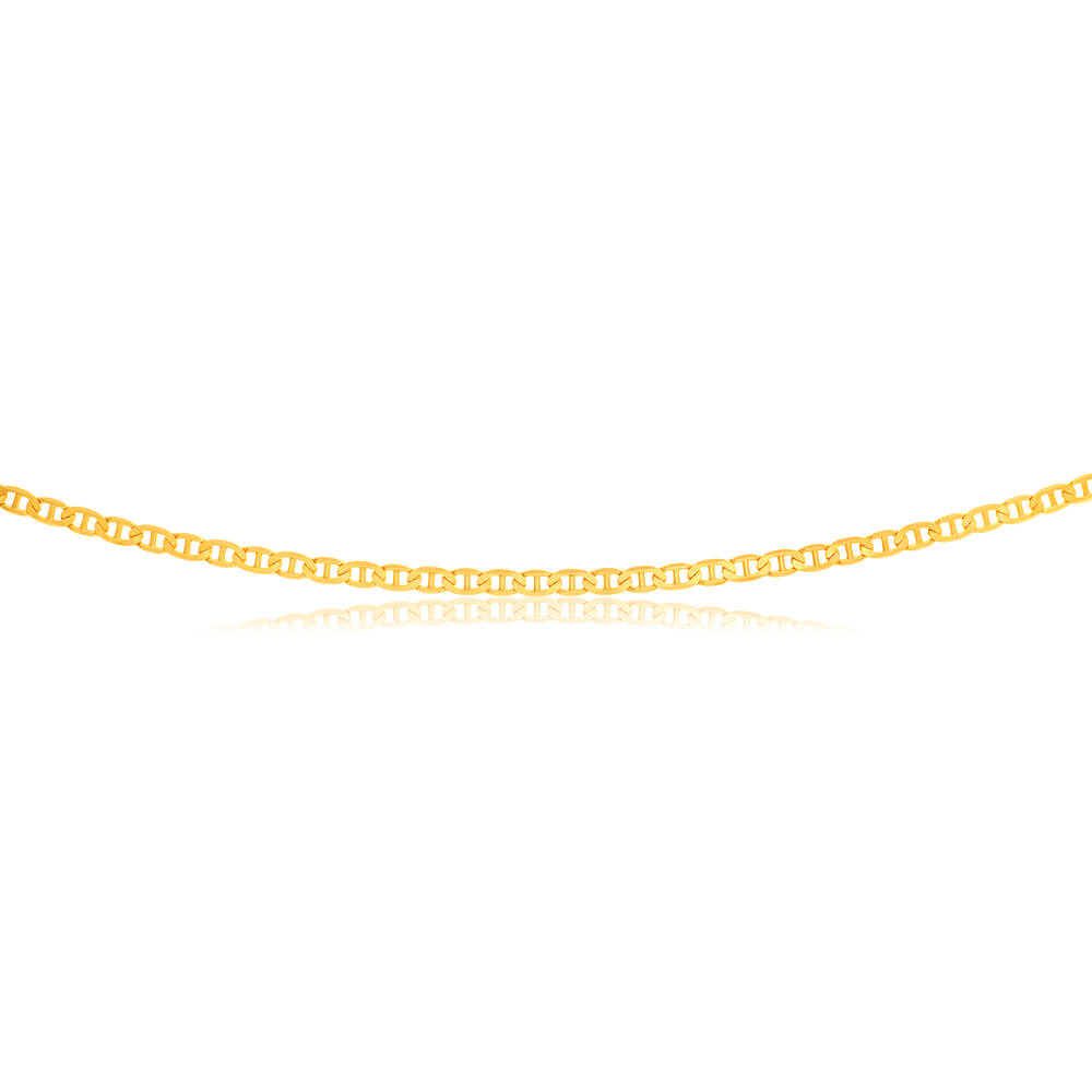 9 Carat High - Quality Yellow Solid Gold Men's Anchor - Shaped Chain, 70cm in Length