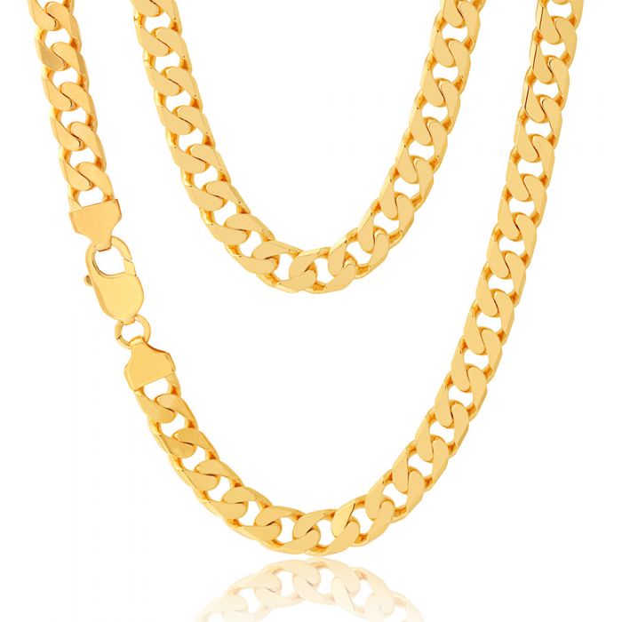 Stunning 9ct Yellow Solid Gold 60cm 300 Gauge Curb Chain for Men