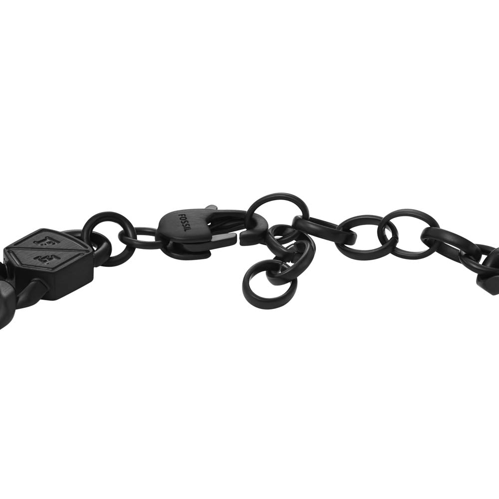 Stylish Fossil Bold Black Stainless Steel Bracelet, 16.5+5cm