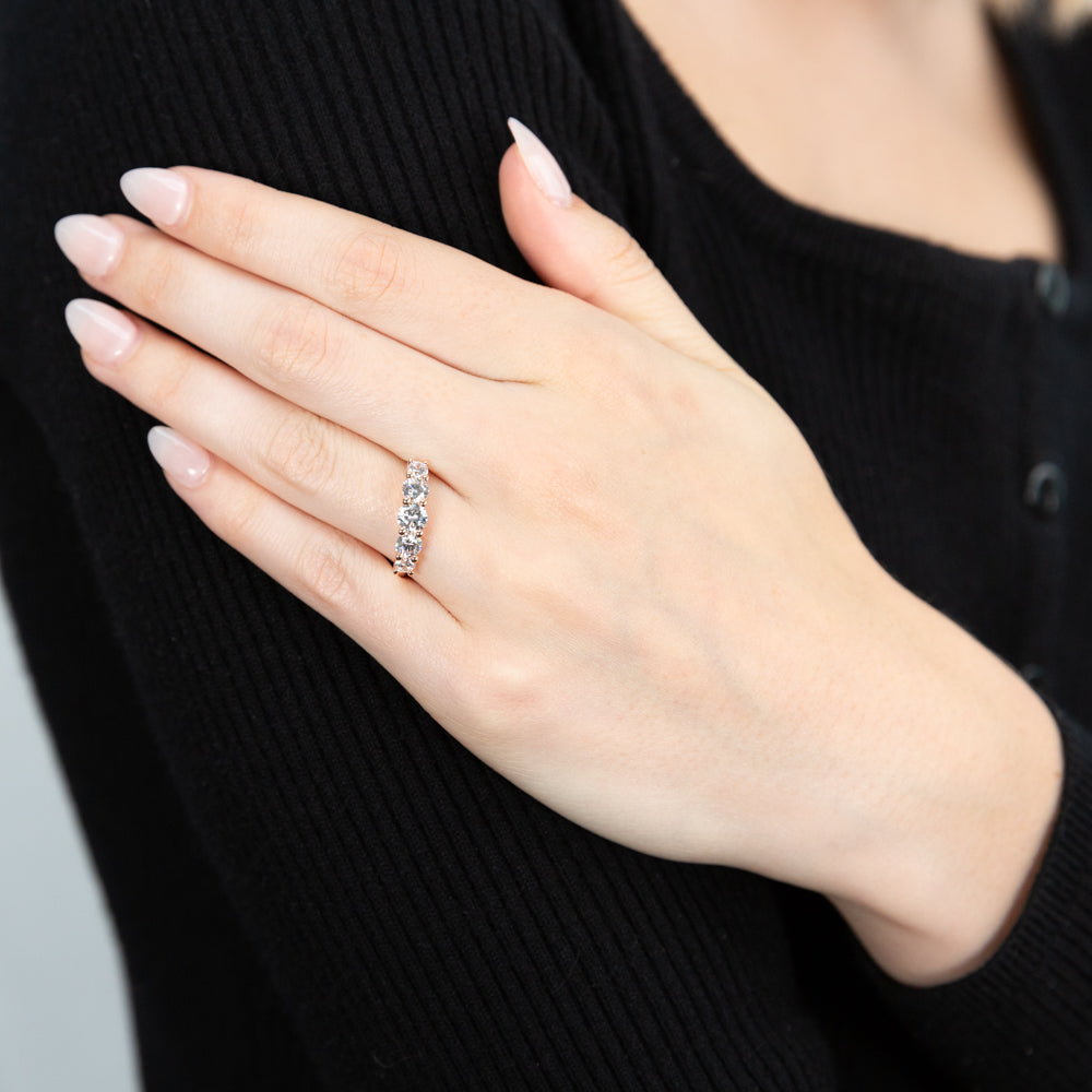 9ct Rose Gold 'Esther' Graduated Cubic Zirconia Ring