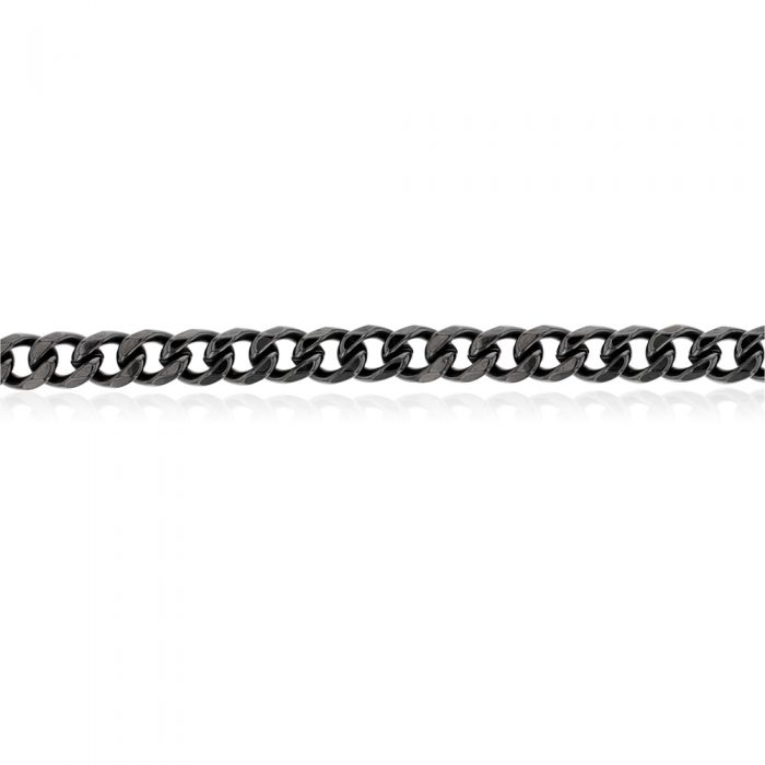 55cm Reversible Stainless Steel Curb Chain in Black and Steel Colors