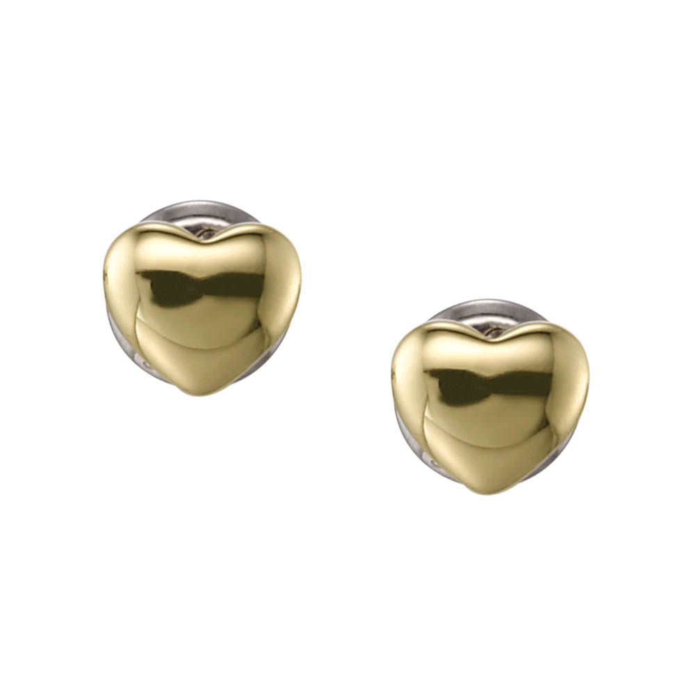 Fossil Fashionable Yellow Gold - Coated Stainless Steel Mother - of - Pearl Earring and Pendant with Chain Jewelry Set
