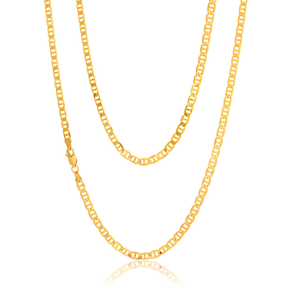 9 Carat High - Quality Yellow Solid Gold Men's Anchor - Shaped Chain, 70cm in Length