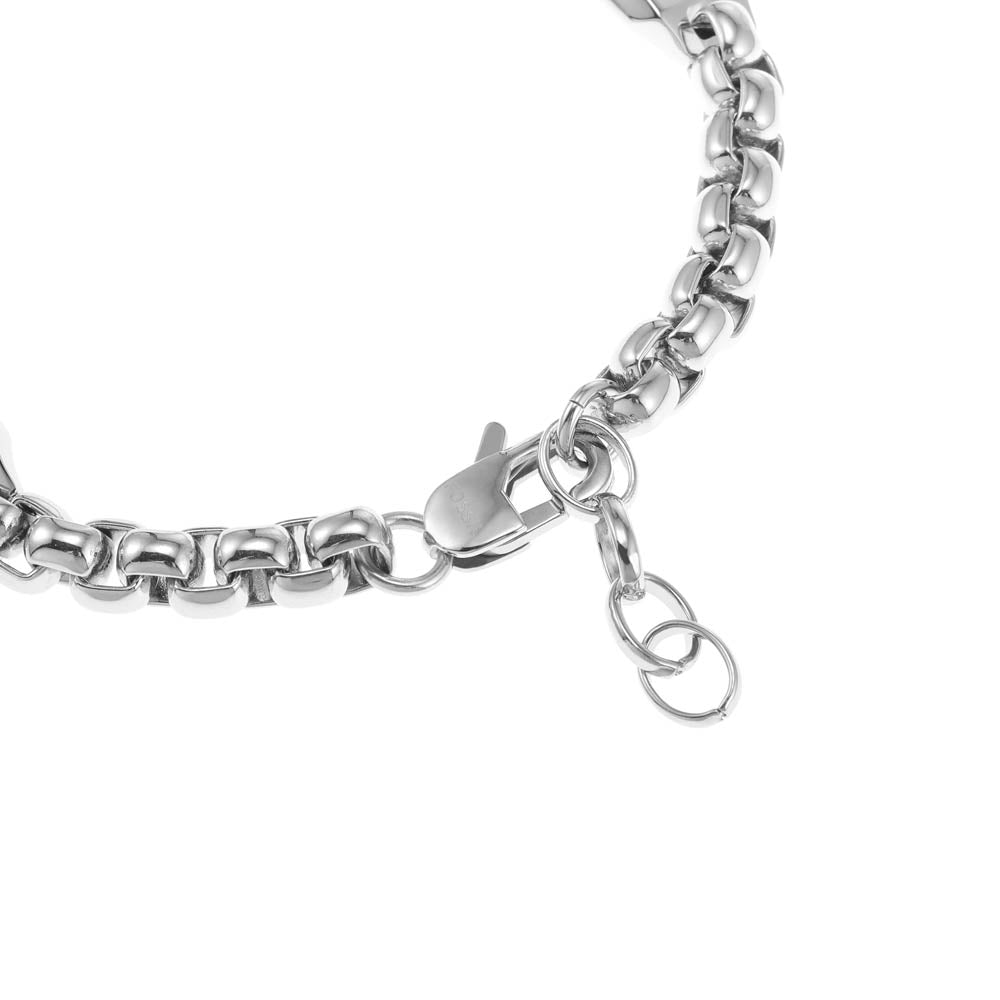 Fossil Branded Stainless Steel Drew Identification Bracelet with 22.5cm Length