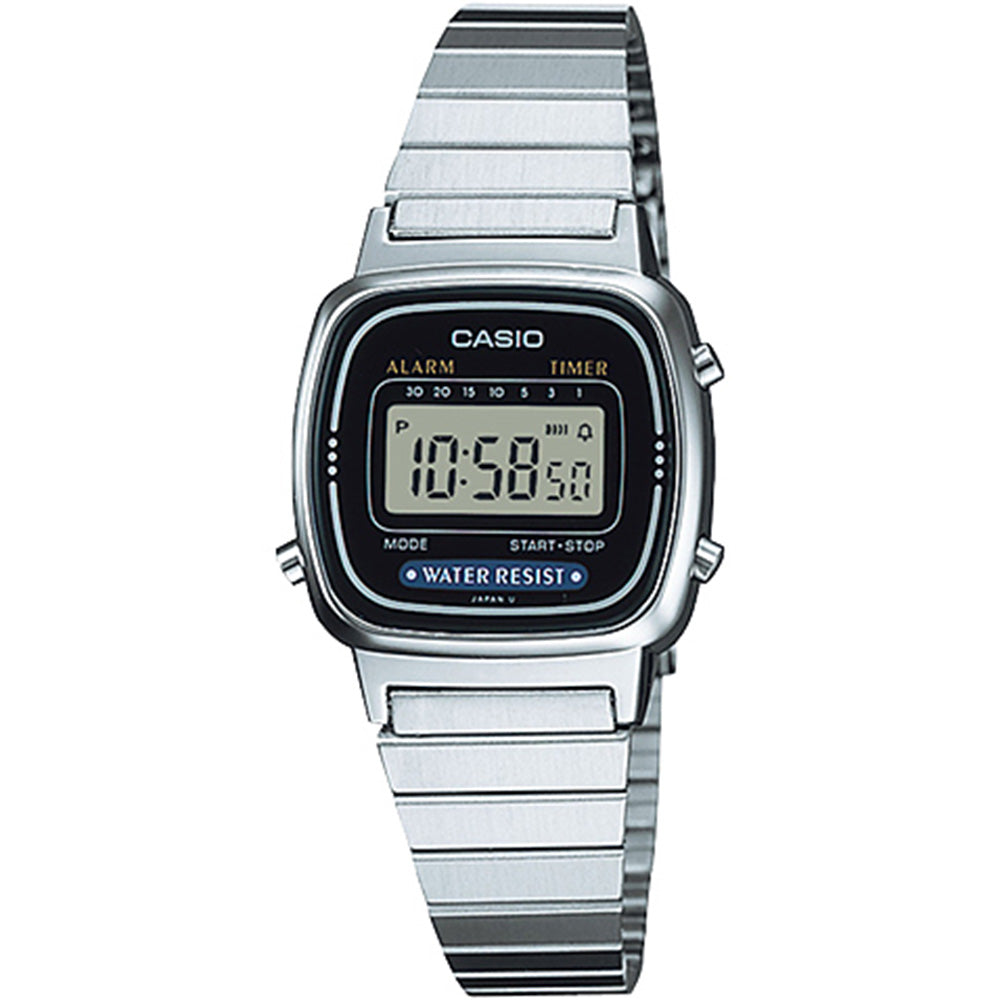 Casio LA670WA-1UR Digital Watch with Adjustable Clasp and Stainless Steel Band