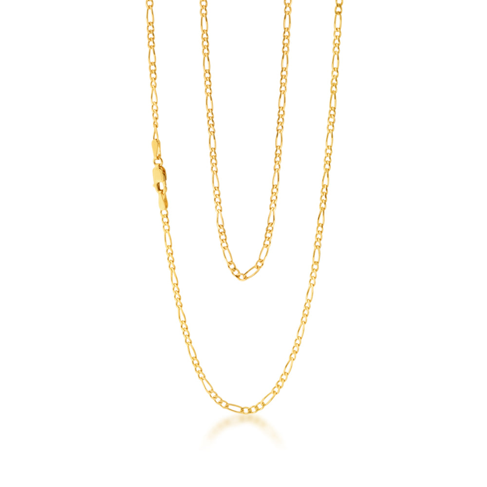 55cm 9ct Solid Yellow Gold Figaro Chain for Stunning Look