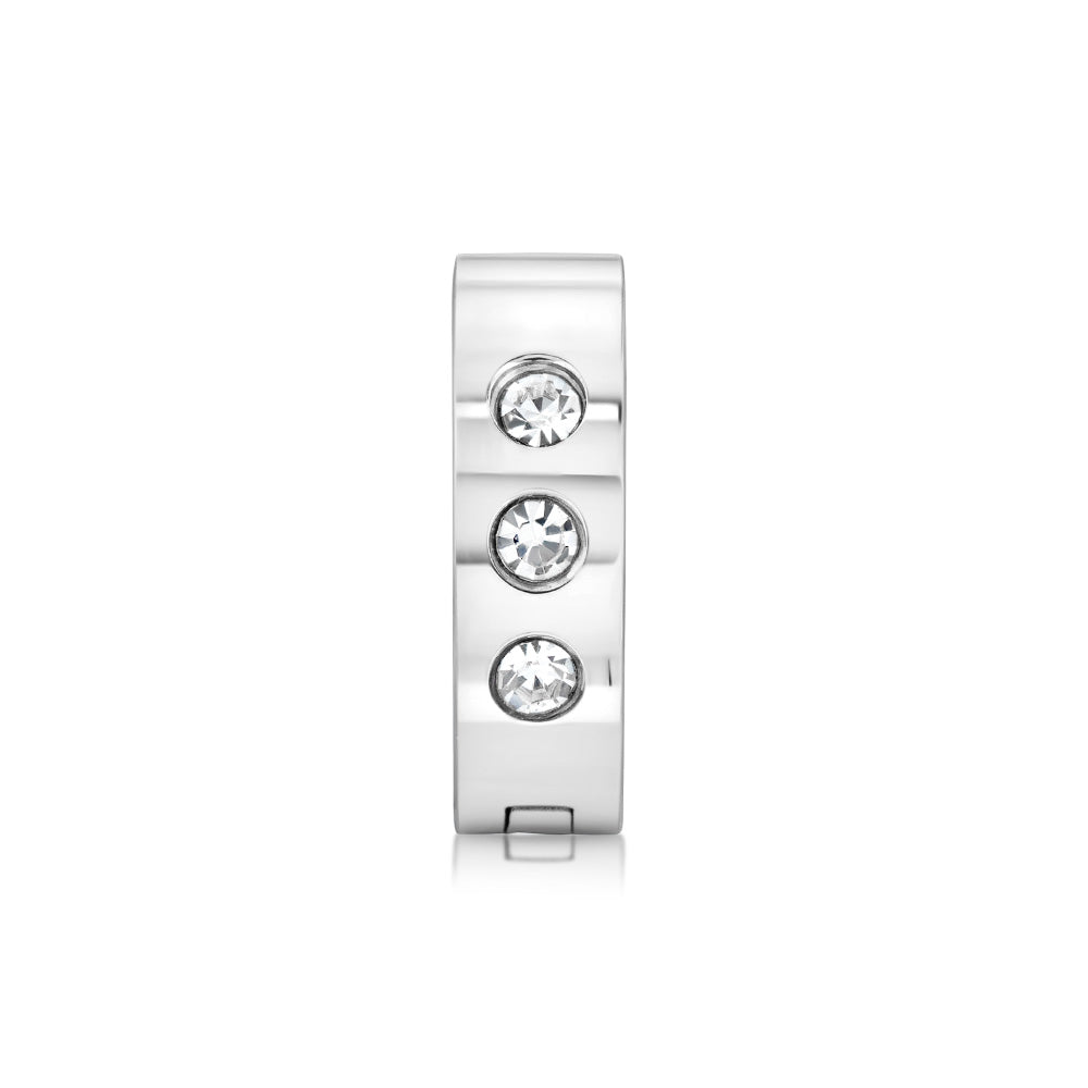 Forte High - Quality Stainless Steel Cubic Zirconia Single Hoop Earring (Just One Piece)