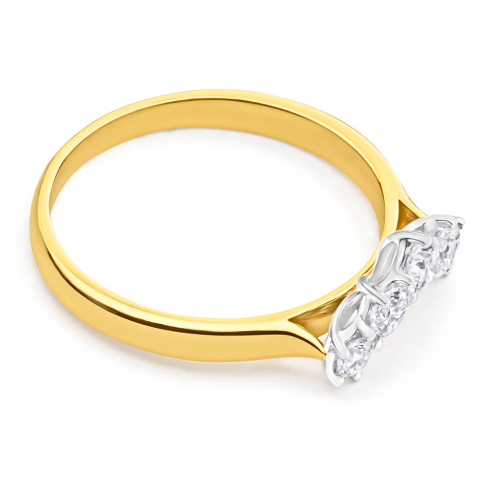 Exquisite 18ct Yellow and White Gold 'Anise' Diamond Ring Featuring 0.25 Carats of Sparkling Diamonds