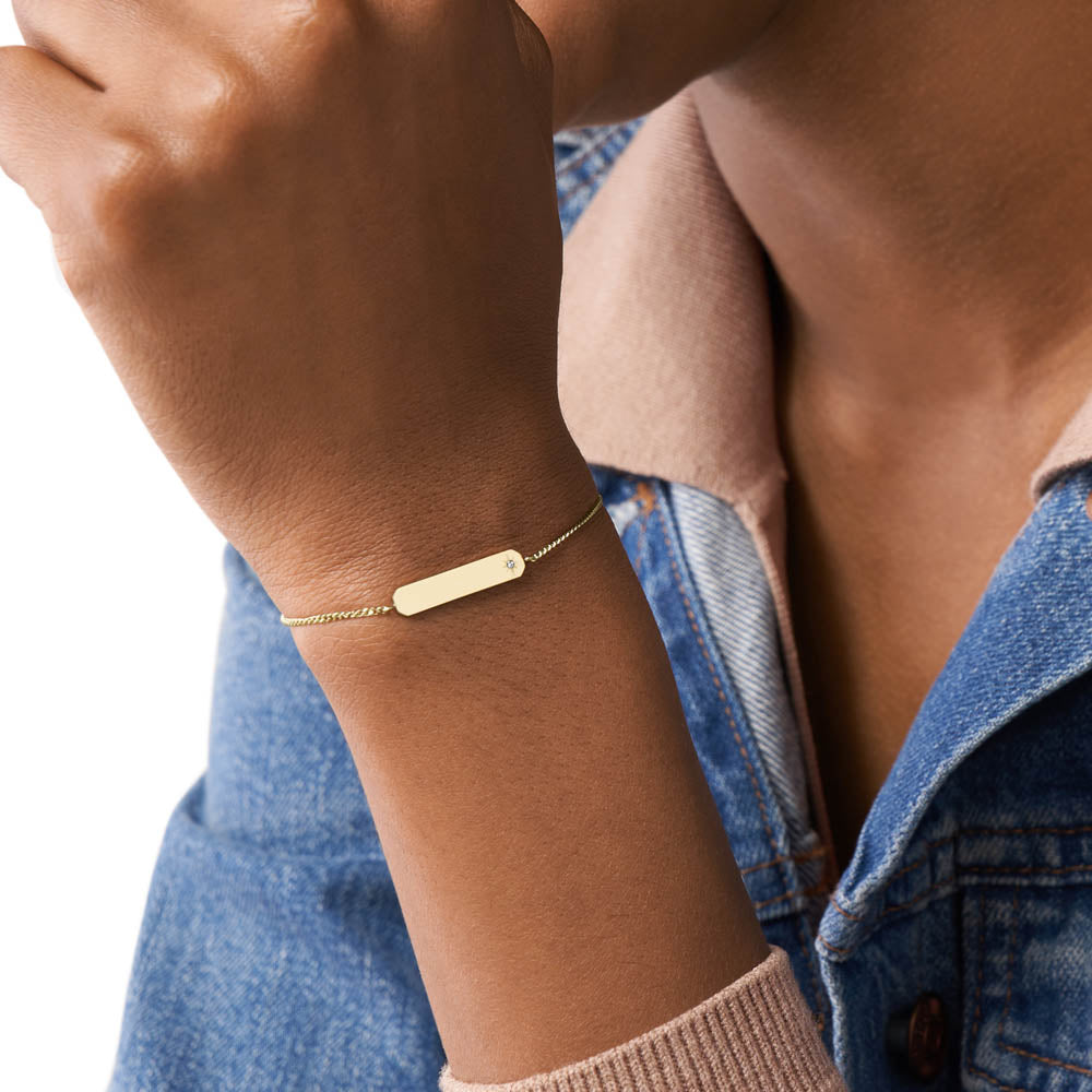 Fossil Drew Bar Bracelet in Yellow Gold Plated Stainless Steel