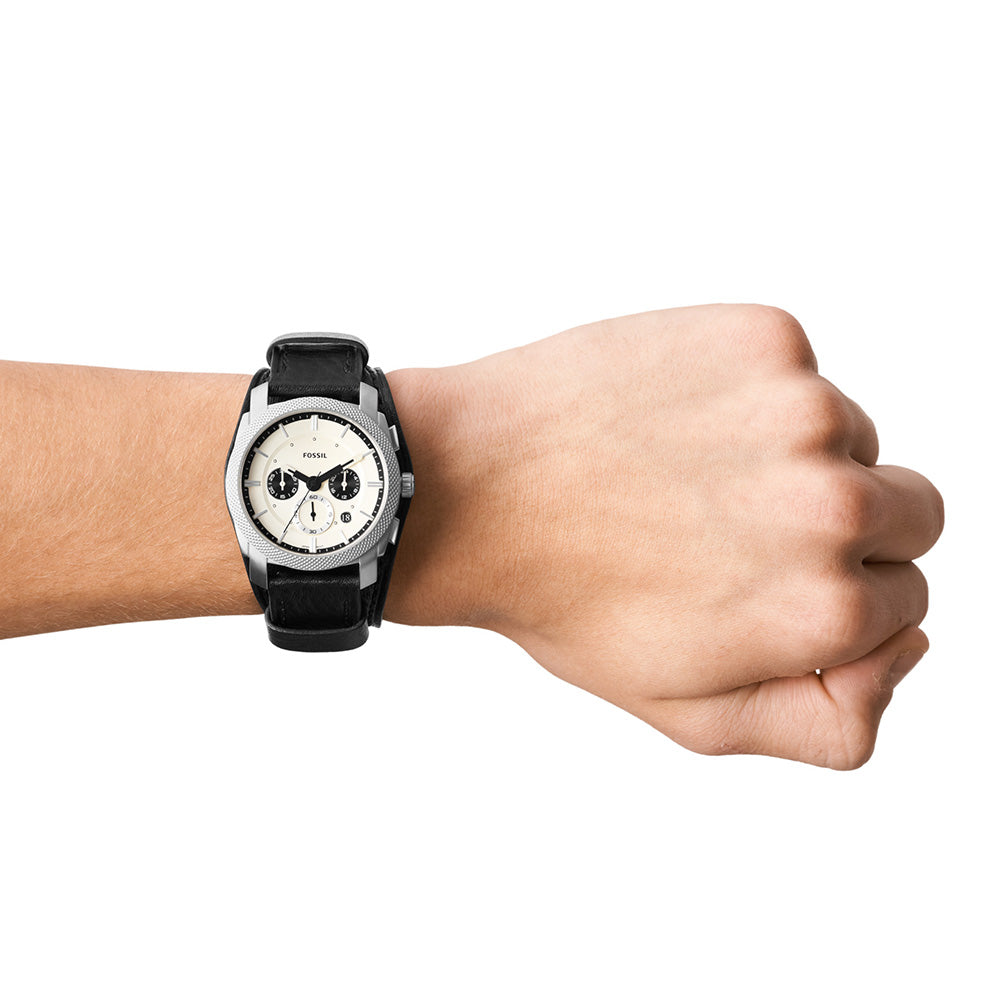 Fossil Machine FS5921 - Stylish Watch with Black Leather Strap and Stainless Steel Case