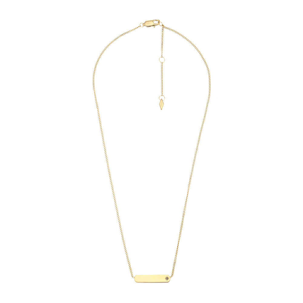 Fossil Drew Bar Pendant with Yellow Gold Plated Stainless Steel Chain