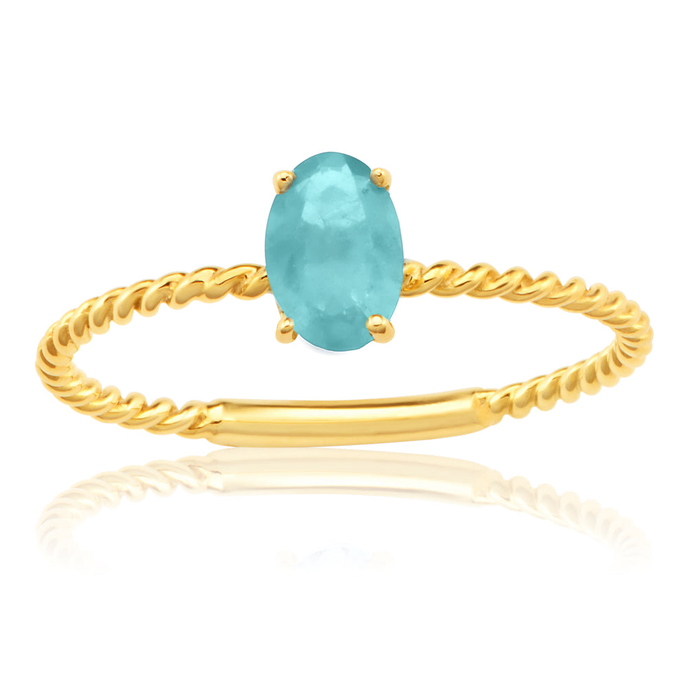 Exquisite 9ct Yellow Gold Ring Embellished with Turquoise