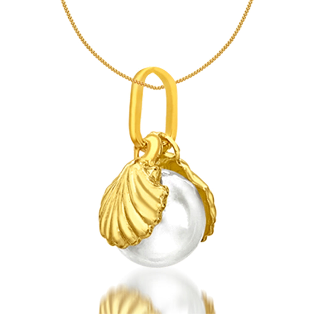 46cm Chain 9ct Yellow Gold Shell with Freshwater Pearl Pendant