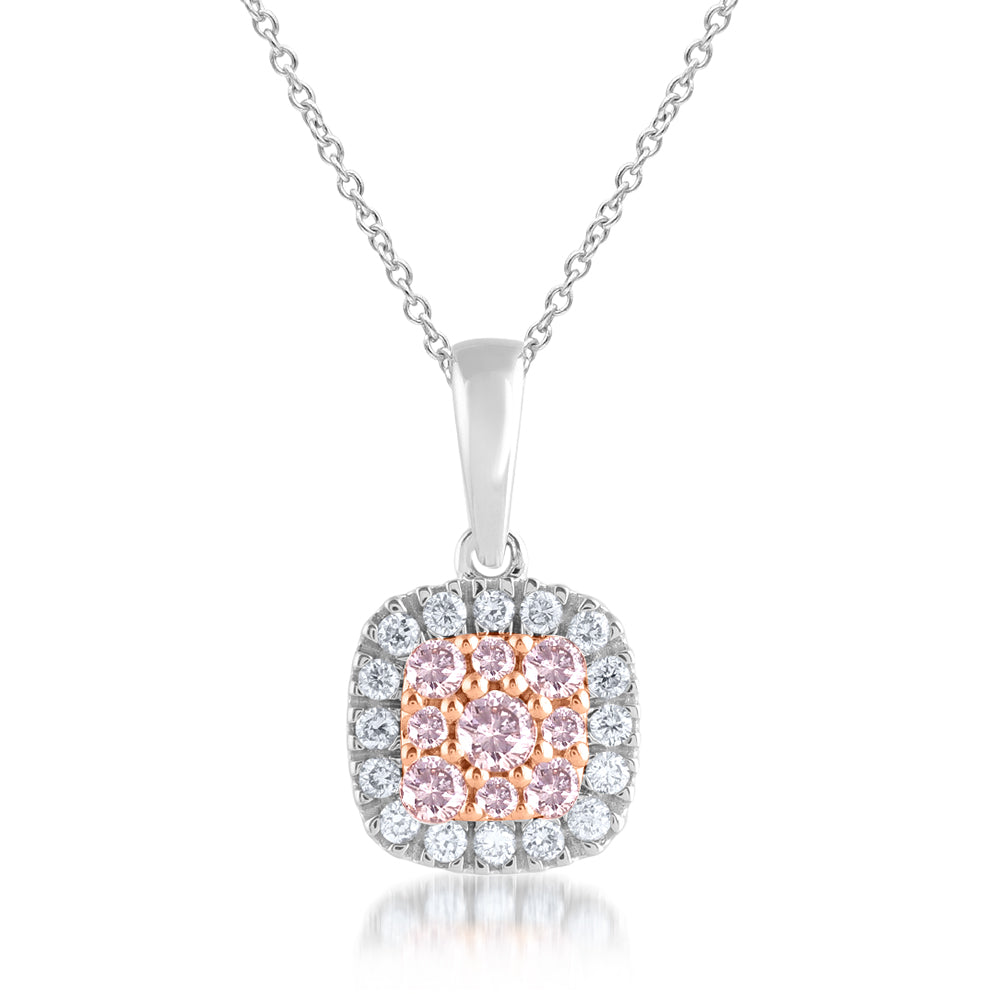 1/4 Carat Diamond Pendant in 9ct White and Rose Gold with Pink Argyle Diamonds