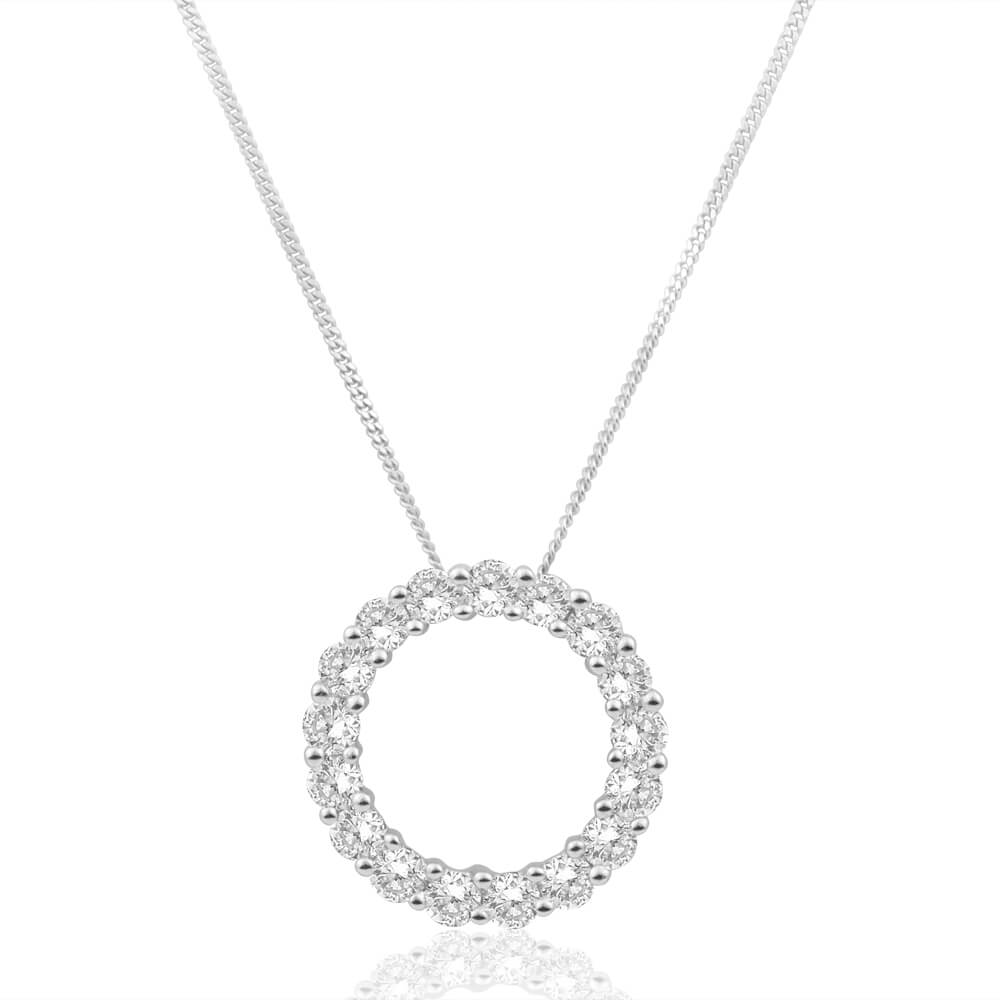 1/2 Carat 9ct White Gold Flawless Diamond Circle of Life Pendant with Chain