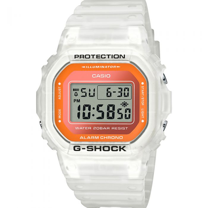 G-Shock DW5600LS-7D Square Face Digital Watch with Semi-Transparent Fluorescent Colors