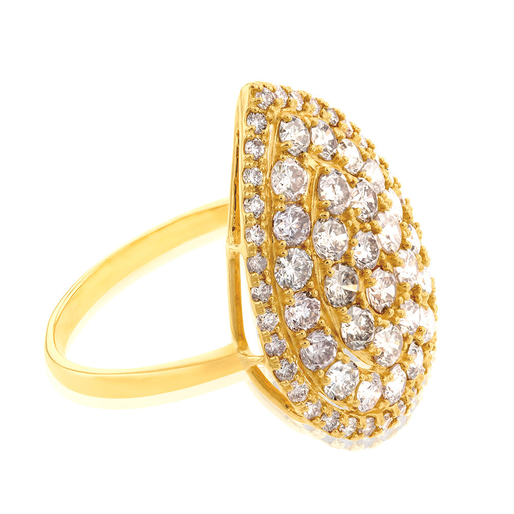 2-Carat Diamond Pear Shape Cluster Ring in 18ct Bright Yellow Gold