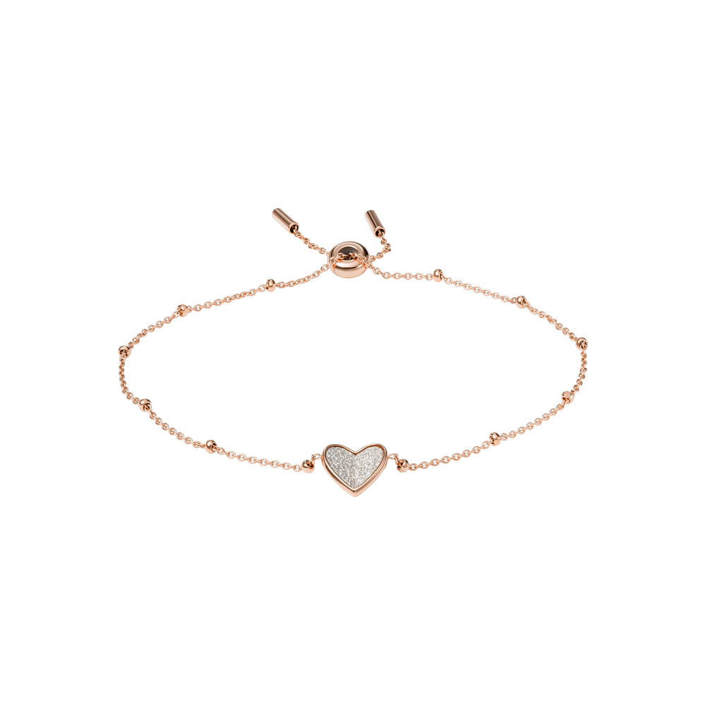 Fossil Sadie Flutters Heart Bracelet in Rose Gold Plated Stainless Steel