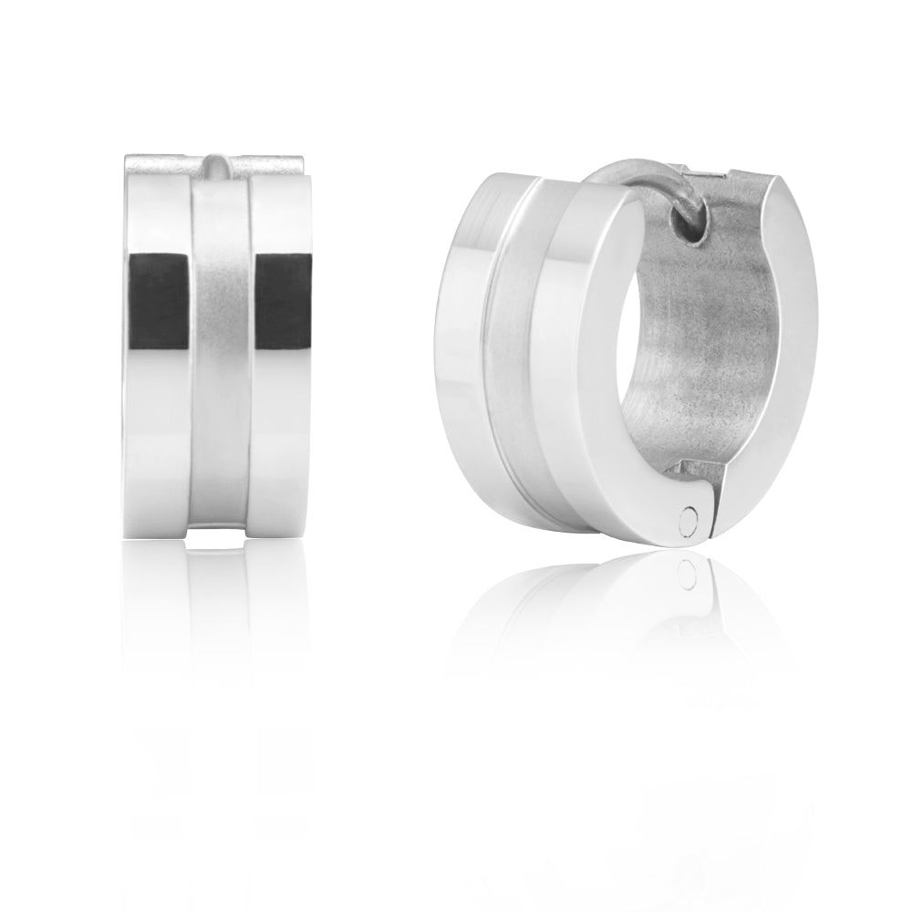 Sturdy Forte Stainless Steel Hoop Earrings for Men's Daily Wear