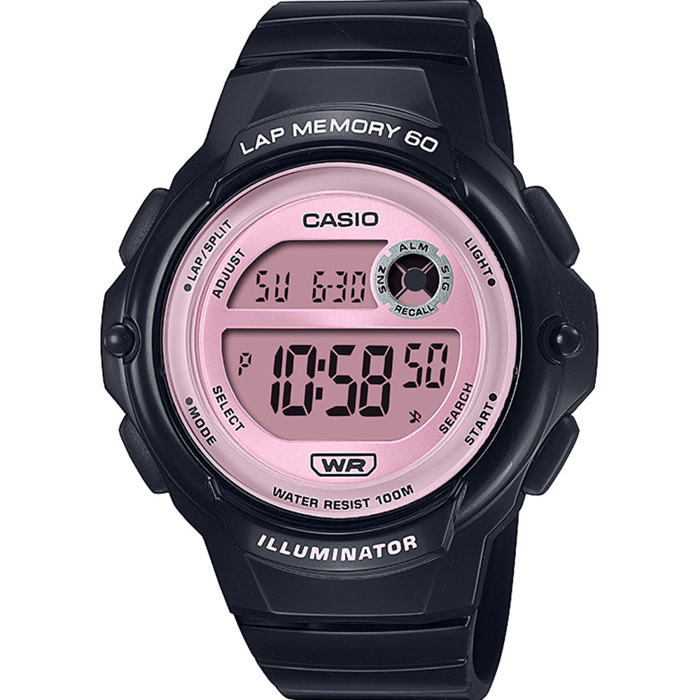 Casio Digital Sports Watch LWS1200H-1A2 with Sleek Black Case and Pink Dial