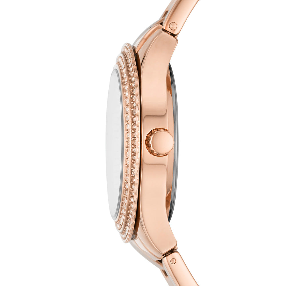 Fossil Women's ES5136 Mini Stella Stone Set Rose-Toned Elegant Wristwatch