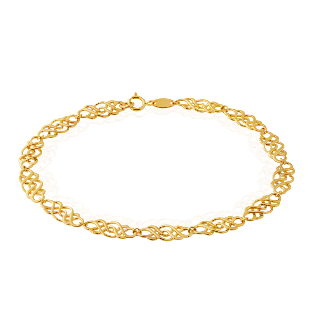 19cm 9ct Yellow Gold Stylish Twisted Link Bracelet for Any Occasion