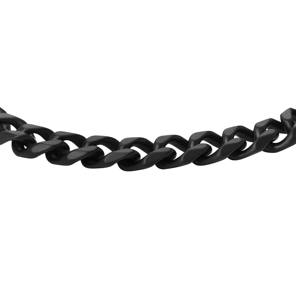 Stylish Fossil Bold Black Stainless Steel Bracelet, 16.5+5cm
