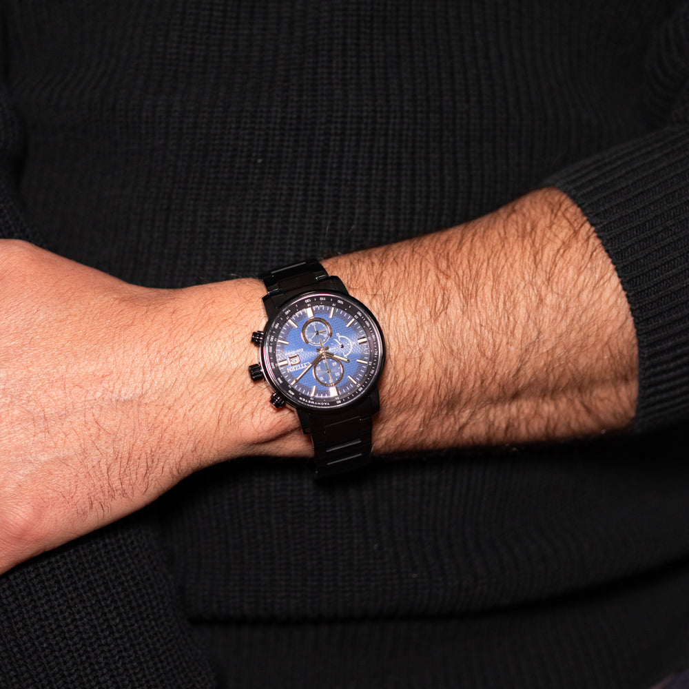 Citizen Men's Stylish Eco-Drive CA0845-83L Chronograph Watch with Long Power Reserve